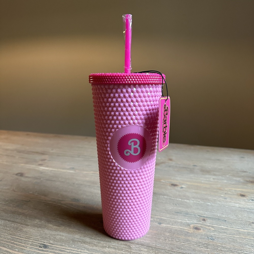 Barbie The Movie‎ Pink Studded Tumbler Cup Hot Topic Exclusive Acrylic Pyramid